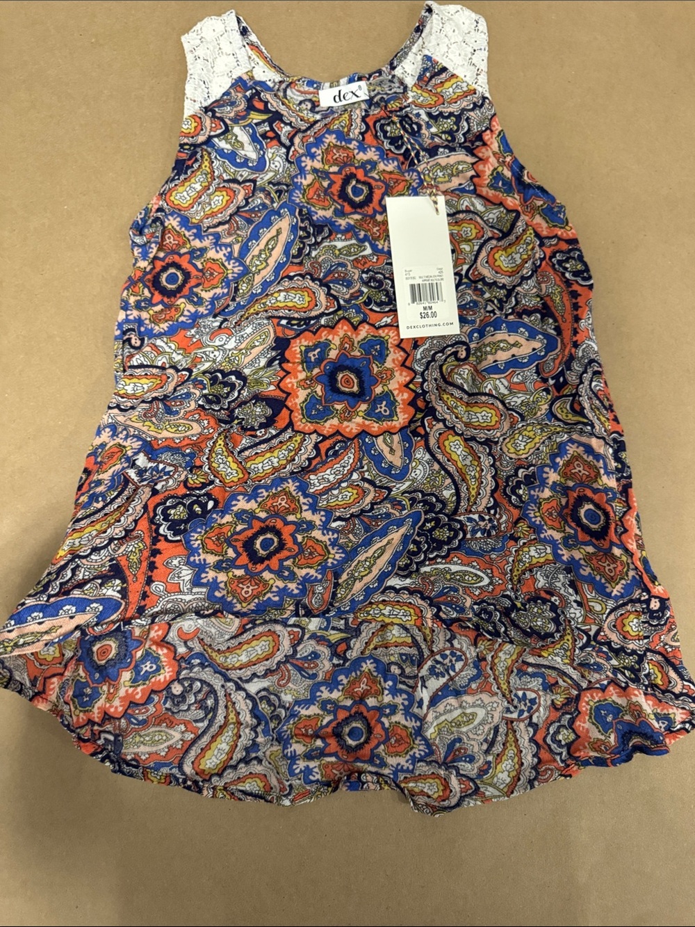 Girls M Dex Floral Paisley Top high-low style